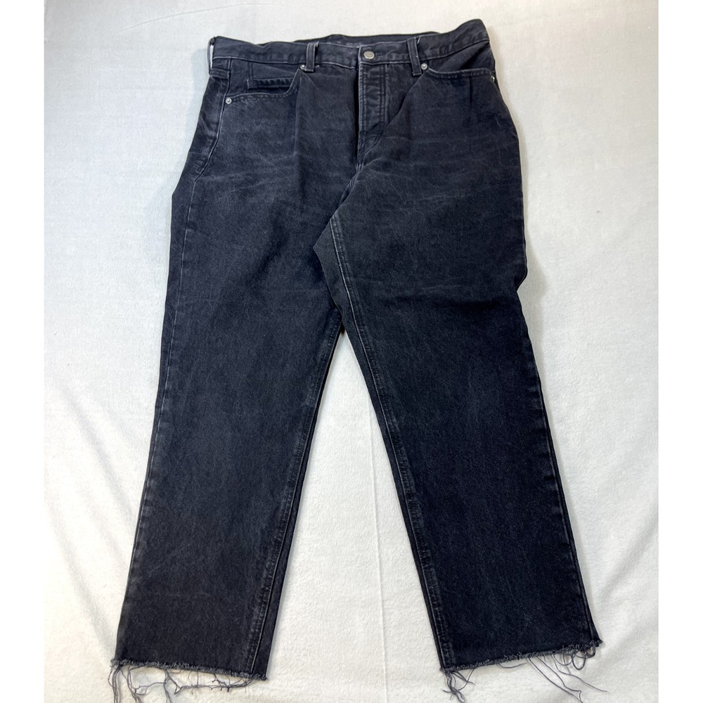 Old Navy Jeans Womens 14 Black‎ Straight Leg Extra High Rise Button Fly 36x25.5